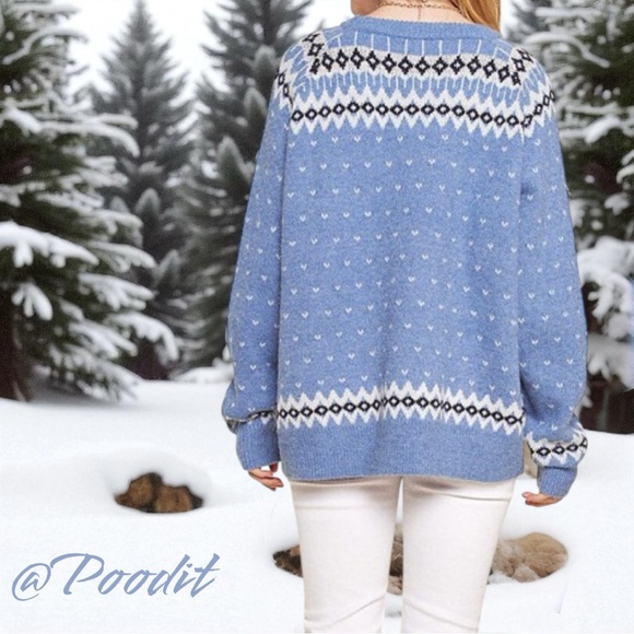 AND THE WHY Beautiful winter wonderland oversized sweater S/M M/L combo size - Picture 4 of 7